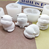 Moules en silicone en forme de chatons et animaux de dessin animé pour la pâtisserie de mousses au chocolat et les bougies faites main, compatibles micro-ondes et lave-vaisselle