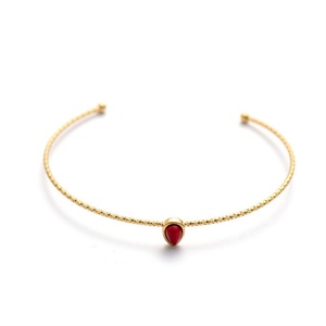Bracelet simple en forme de C en acier inoxydable plaqué or 14 carats avec pierre turquoise, bijoux pour femmes, bracelets et joncs - Product Image 5