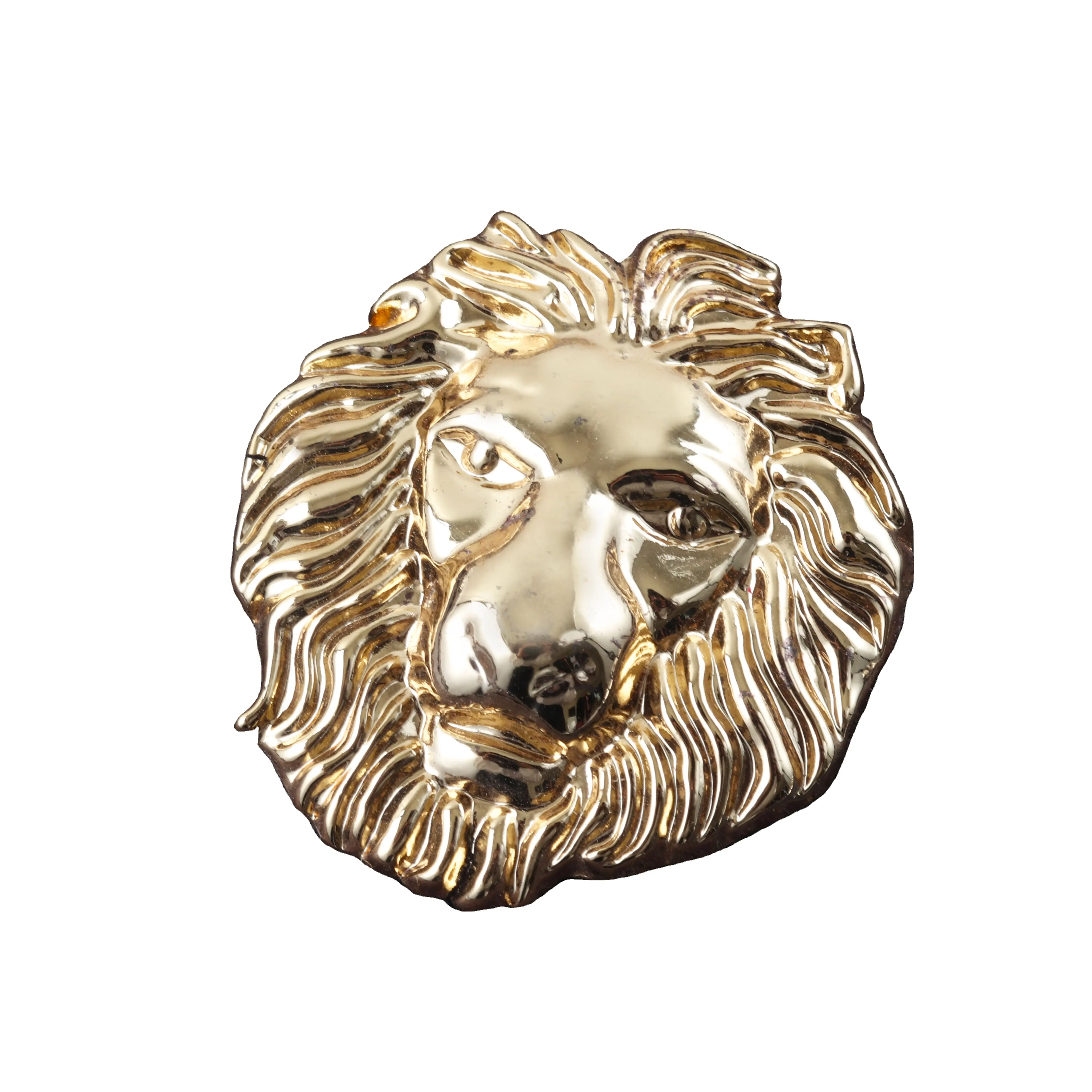 Garment Embossed Round 2d 3d Custom Animal Lion Head Logo Metal Badge For Clothing