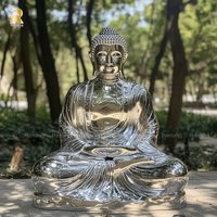 Nouveau Design Décoration de Jardin Grande Statue de Bouddha Assis en Acier Inoxydable à Vendre