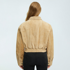 2025 <strong>Lady</strong> Fashion Leather Short <strong>Suede</strong> Coat Lapel Slim Waist Winter Women Cropped Genuine <strong>Suede</strong> Leather <strong>Jacket</strong> - Product Image 3