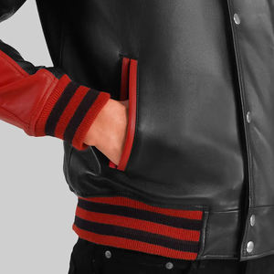 Chaquetas Varsity para Hombre de Alta Calidad, con Cuello Alto de Piel de Oveja Real, 100% Cuero, Precios al por Mayor Personalizados - Product Image 6