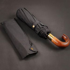 Paraguas Plegable Automático de Negocios para Caballero, Retro, con Mango Curvo de Madera, 25 Pulgadas, 10 Varillas - Product Image 4