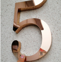 Enseigne murale personnalisée en acier inoxydable finition miroir, lettres en métal, lettres 3D en titane doré pour entreprise, Letras Metalicas