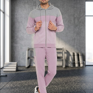 Ensemble de survêtement décontracté deux pièces pour homme, en polaire respirant, avec capuche et fermeture éclair, qualité supérieure, idéal pour l'hiver, vente en gros - Product Image 3