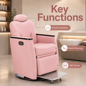 Poltrone da Parrucchiere XFMC Moderne e di Lusso, Girevoli e Regolabili in Altezza, Colore Rosa Italiano, Poltrone Elettriche Professionali per Barbieri - Product Image 5