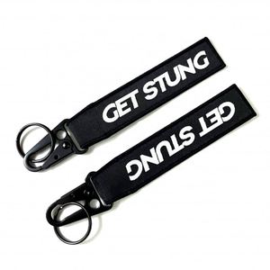 Promotional Gifts Custom Logo Cheap Jet Tag Carabiner Fabric Embroidery Car Woven Keychains - Product Image 1