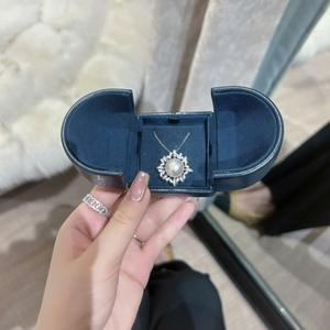 S925 Solid <b>Silver</b> Single Core <b>Heart</b>-Shaped Diamond Pendant <b>Necklace</b> with Clavicle Chain High-End Artificial Pearl Charm - Product Image 1