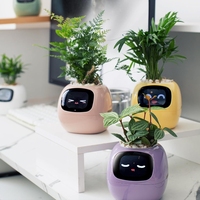 Pot de fleurs absorbant l'eau automatiquement Capteur IA Pot de fleurs numérique pour animaux de compagnie Mini pot de fleurs en plastique Bureau Intelligent Planteur intelligent