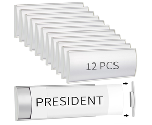 Targhetta per Tavolo/<span class=keywords><strong>Ufficio</strong></span> in Alluminio Anodizzato Argento, Supporto da Parete in Metallo con Inserto in Acrilico - Product Image 1