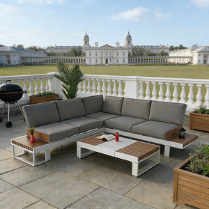 Ensemble de canapés d'angle en <span class=keywords><strong>bois</strong></span> et aluminium pour <span class=keywords><strong>salon</strong></span> de <span class=keywords><strong>jardin</strong></span> de luxe pour projet hôtelier, mobilier de patio extérieur - Product Image 5