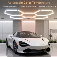 Plafonnier LED Nid d'Abeille Hexagonal pour Garage, Température de Couleur Sélectionnable 3CCT, Modulaire Extensible DIY pour Garage, Salle de Sport, Bureau
