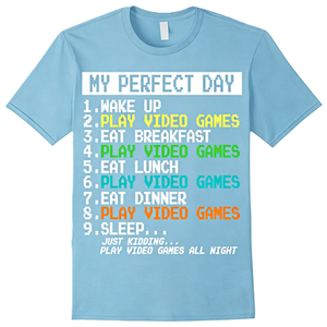 Camiseta con la lista de videojuegos de <span class=keywords><strong>My</strong></span> Perfect <span class=keywords><strong>Day</strong></span>, divertida camiseta con texto gráfico sobre la rutina del jugador, regalo para adictos a los juegos, geeks y nerds - Product Image 2