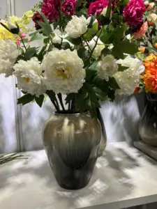 Hochwertige blühende Seiden pfingstrose künstliche Blume für Hochzeits dekoration Blume Fleurs künstliche Pfingstrose Zweig