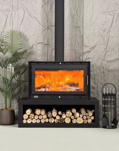 <span class=keywords><strong>Cheminée</strong></span> autonome à bois avec grande foyer, chauffage efficace, flamme réaliste, pour intérieur domestique, télécommandée via application - Product Image 3