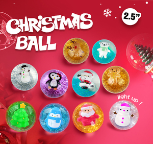 Balle rebondissante lumineuse de Noël colorée de haute qualité OEM, avec paillettes aquatiques, jouets sensoriels écologiques pour enfants - Product Image 5