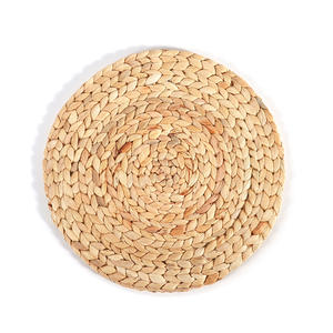 Natural Table Mat Handmade Water Hyacinth <b>Woven</b> Placemat Round Braided Mat Heat Resistant Hot Insulation Anti-Skidding Pad - Product Image 2