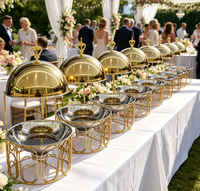 Nouveau chauffe-plat professionnel pour buffet de restaurant, modèle Diamond, 8L, en acier inoxydable doré, à gaz suspendu