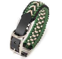 Collier pour chien en paracorde en cuir durable pour l'extérieur, collier pour animal de compagnie tissé réglable, collier pour chien avec quincaillerie antirouille pour la randonnée et la marche