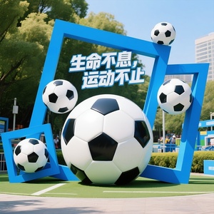 Escultura de Balón de <span class=keywords><strong>Fútbol</strong></span> de FRP de Alta Calidad para Exteriores, Estatua Gigante de Fibra de Vidrio para Plaza de la Ciudad - Product Image 4