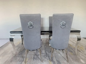 A8029 Tavolo da Pranzo Moderno <span class=keywords><strong>in</strong></span> Marmo Bianco, Set con 4 Sedie, Tavolo da Cucina <span class=keywords><strong>in</strong></span> Acciaio Inossidabile con 6 Sedie <span class=keywords><strong>in</strong></span> Offerta - Product Image 5