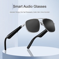 Lunettes intelligentes polarisées à monture métallique IPX4 avec assistant vocal audio, commande par bouton tactile, prise de photo en un clic, son HiFi pour téléphone