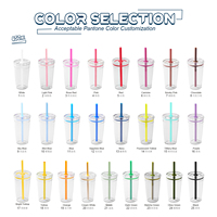Gobelet en plastique PC de 450 ml (16 oz) avec logo personnalisé, sans BPA, avec couvercle et paille, anti-fuite, écologique, compatible lave-vaisselle, pour la salle de sport