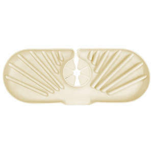 Silicone Sink Drain Mat With Cup Holder And Soap Dish For Kitchen Faucet Storage 27cm X 10cm Milk Tea Color - Product Image 5