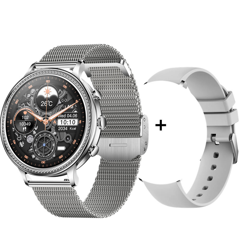 silver steel+ silicone strap