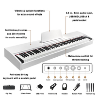 Piano Numérique Blanc Professionnel Personnalisé, Clavier Lesté 88 Touches, Matériaux Premium, pour Musique Électronique, Vente en Gros