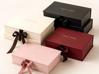 Boîte cadeau rigide de luxe avec logo personnalisé, ruban et fermeture magnétique, en papier, pour cosmétiques, parfums et accessoires
