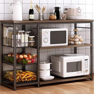 New kitchen storage rack, multi-layer floor-<b>standing</b> cabinet for pots, <b>pans</b>, and condiments, multi-functional storage cabinet. - Product Image 2