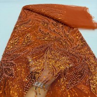 Tissu en dentelle brodé de perles et de sequins, style palais, or, élégant, pour robe de mariée et robe de soirée - Grande Vente