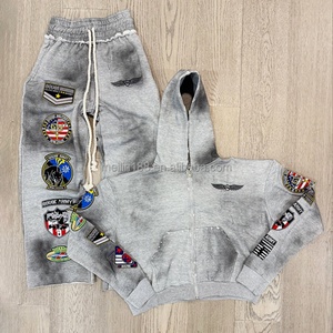 Custom Manufacturer <b>Tracksuit</b> Wash <b>Vintage</b> Jogging Suit Sweatsuit Distressed Sweatpants and Hoodie Set <b>Tracksuit</b> for Men - Product Image 1