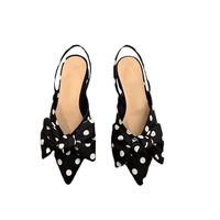 Sandales à Talons Épais Françaises avec Nœud, Bout Fermé, Élégantes et Pointues, Chaussures de Mode pour Femmes 2024, Talons Personnalisés avec Logo OEM ODM en Gros