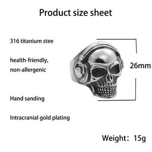 Men's Silver Skull <b>Ring</b> <b>Titanium</b> Steel Retro Punk Rock Jewelry Gift - Product Image 5
