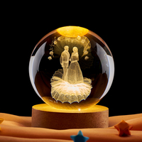 Lampe de nuit en boule de cristal lumineuse, base LED, cadeau de mariage, anniversaire, Saint-Valentin, décoration, souvenir