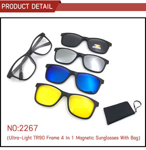 Gafas de Sol 5 en 1 de Alto Rendimiento para Hombre y Mujer, Negras, Polarizadas, con Espejo, Visión Nocturna, <span class=keywords><strong>Lentes</strong></span> UV400, <span class=keywords><strong>Clip</strong></span> Magnético TR90 - Product Image 3