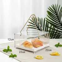 Boîte à gâteau carrée transparente blanche portable multi-tailles en PET à fond plat pour cupcakes, pain, desserts, macarons et biscuits avec poignée