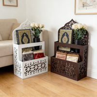 Boîte de rangement pour tapis de prière islamique, organisateur en bois pour Coran, support pour livre, design Mihrab, étui pour tapis de prière, décoration de maison musulmane