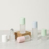 Mini flacons roll-on en verre dépoli transparent de 1 ml, 2 ml, 3 ml pour huiles essentielles, avec bille en PP mat, rechargeables, avec bouchon à vis, pour soins de la peau