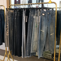 Celana Jeans Rhinestone Bling Wanita Remaja Denim Grosir Kotak Misteri Campuran Acak Berbagai Macam Kasual Lurus Longgar Pinggang Tinggi Stok