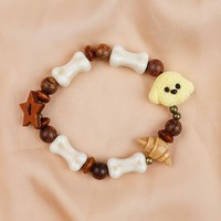 Pulseras de Cuentas de Cerámica con Diseño de Animales Lindos (Perro, Gato, Cerdo, Panda), Pulseras Tejidas con Cuentas de Cerámica Coloridas con Conchas Marinas y Flores, Regalos para Niños y Niñas