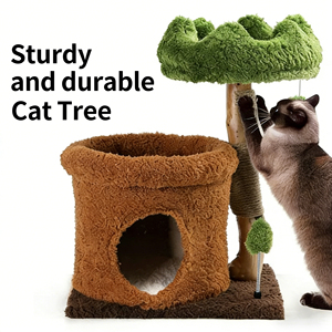 Arbre à <span class=keywords><strong>chat</strong></span> en bois massif durable de petite taille avec poteau à gratter en sisal de qualité supérieure, gymnase pour <span class=keywords><strong>chat</strong></span> en bois de luxe, livraison directe d'usine - Product Image 1