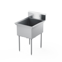 RVS 201/430 commerciële spoelbak op maat, gepolijste afwerking, antislip oppervlak, achterwand 1,2 mm