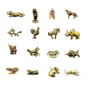 Antique Imitation Crafts Nepal Statuses Brass Animal Horse Sheep Frog Small Brass Pendant Sculpture