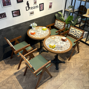 Bộ bàn ghế gỗ nguyên khối cho quán cà phê, nhà hàng và nhà hàng thương mại - Product Image 4