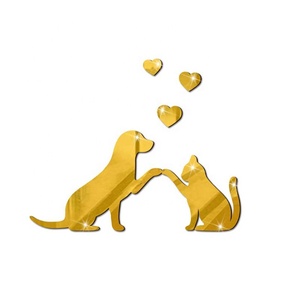 Adesivo Murale Decorativo Fai-da-Te in Acrilico con Motivo Gatto e Cane, Lastra Acrilica a Specchio Autoadesiva Impermeabile - Product Image 6