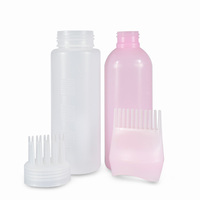 Salon kuaför aracı 6oz saç yağı dağıtım renk boya tarak boyama aplikatör tarak şişe ölçüm fırçası ile
