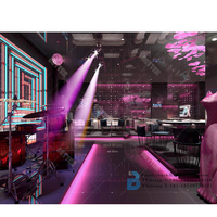 Comptoir de bar rond éclairé par LED de discothèque à motif de fleurs en marbre personnalisé en usine